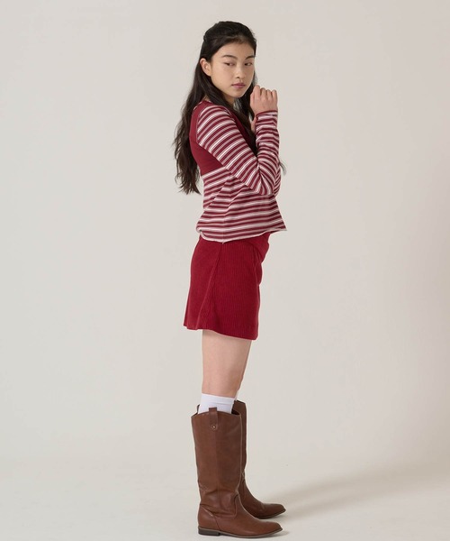 TINA:JOJUN(ティーナジョジュン)の「ペプラム ボーダー ドッキング カットソー TINA:JOJUN(Tシャツ/カットソー・レディース・グレー/バーガンディー・M)」の22枚目の写真