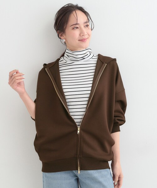 SHOO・LA・RUE（シューラルー）の「【セットアップ可/S-LL/なめらかタッチ】ZIPパーカ（パーカー・レディース・アイボリー/ブラウン系その他/グレー・01/02/03/04）」の8枚目の写真