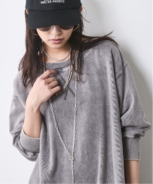 CHIC STYLE(シックスタイル)の「硫化染スウェット7分袖ロングワンピース <大きいサイズ有>シックスタイル(ワンピース・レディース・チャコール/グレー系・M/L/LL/3L/4L/5L)」の6枚目の写真
