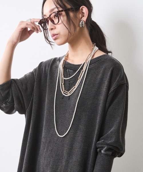 CHIC STYLE(シックスタイル)の「硫化染スウェット7分袖ロングワンピース <大きいサイズ有>シックスタイル(ワンピース・レディース・チャコール/グレー系・M/L/LL/3L/4L/5L)」の11枚目の写真