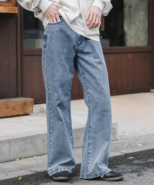 Rocky Monroe(ロッキーモンロー)の「ルーズシルエットセミフレアワイドデニムパンツ(デニムパンツ・メンズ・ブラック/ワンウォッシュ/ライトブラック/ケミカルウォッシュ/インディゴブルー・M/L/XL)」の5枚目の写真