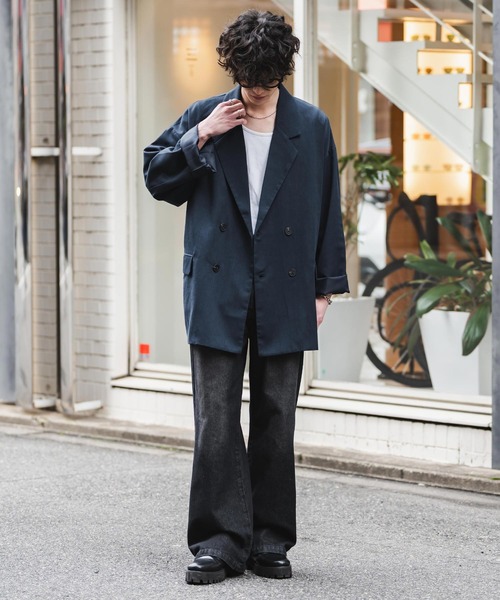 Rocky Monroe(ロッキーモンロー)の「ルーズシルエットセミフレアワイドデニムパンツ(デニムパンツ・メンズ・ブラック/ワンウォッシュ/ライトブラック/ケミカルウォッシュ/インディゴブルー・M/L/XL)」の8枚目の写真