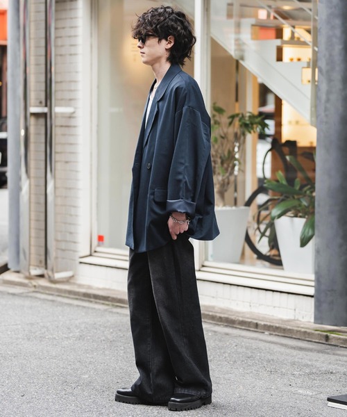 Rocky Monroe(ロッキーモンロー)の「ルーズシルエットセミフレアワイドデニムパンツ(デニムパンツ・メンズ・ブラック/ワンウォッシュ/ライトブラック/ケミカルウォッシュ/インディゴブルー・M/L/XL)」の9枚目の写真