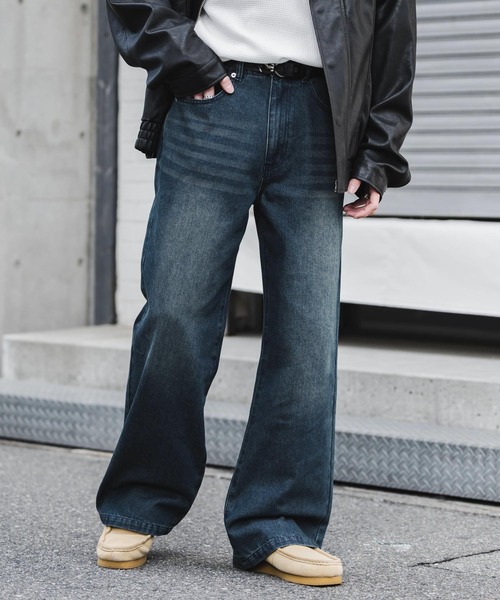 Rocky Monroe(ロッキーモンロー)の「ルーズシルエットセミフレアワイドデニムパンツ(デニムパンツ・メンズ・ブラック/ワンウォッシュ/ライトブラック/ケミカルウォッシュ/インディゴブルー・M/L/XL)」の15枚目の写真