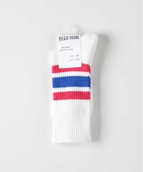 Right-on（ライトオン）の「【BASIC SOCKS】ラインリブレギュラーソックス (スポーティデザイン / デイリーユース / タウンスタイル / 洗濯耐久性)（ソックス/靴下・メンズ・ブルー/ブラック/オレンジ/ライム/グリーン・フリー）」の4枚目の写真
