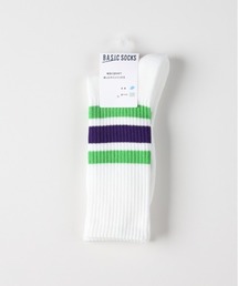 Right-on | 【BASIC SOCKS】ラインリブレギュラーソックス (スポーティデザイン / デイリーユース / タウンスタイル / 洗濯耐久性)(ソックス/靴下)