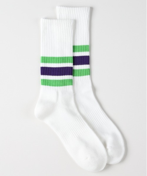 Right-on（ライトオン）の「【BASIC SOCKS】ラインリブレギュラーソックス (スポーティデザイン / デイリーユース / タウンスタイル / 洗濯耐久性)（ソックス/靴下・メンズ・ブルー/ブラック/オレンジ/ライム/グリーン・フリー）」の9枚目の写真