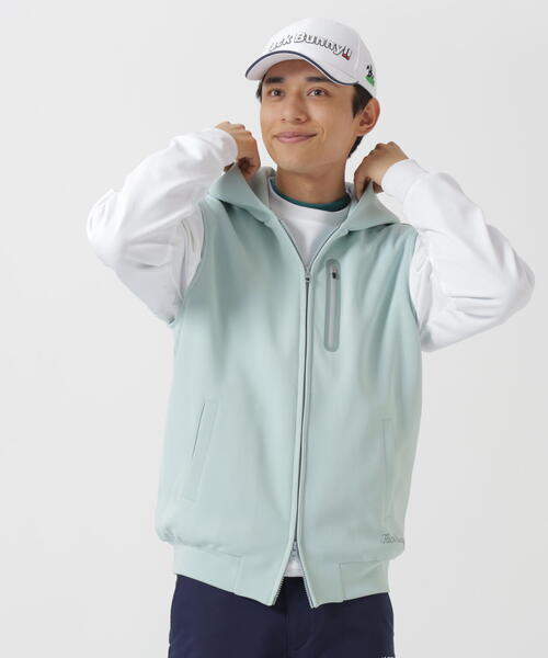 Jack Bunny!!(ジャックバニー)の「【Jack Bunny!!】PEダンボールフーディジップベスト(ベスト・メンズ・ネイビー/ブルー・LARGE/X-LARGE)」の1枚目の写真