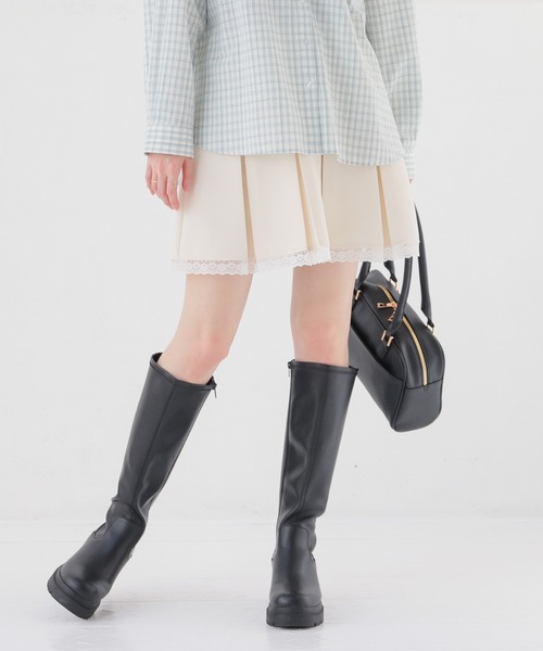 Honeys（ハニーズ）の「裏地パンツ付スカート（スカート・キッズ・アイボリー/ブラック/杢グレー・M/L/150cm/S）」の2枚目の写真