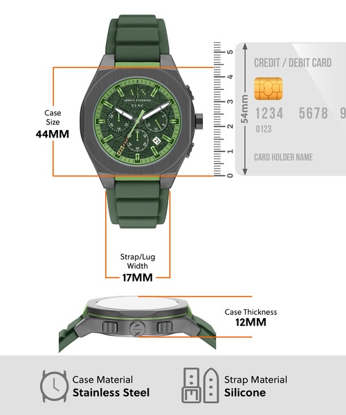 ARMANI EXCHANGE(アルマーニエクスチェンジ)の「アルマーニ・エクスチェンジ 腕時計 メンズ アナログ シリコン AX4292(アナログ腕時計・メンズ・グリーン・FREE)」の5枚目の写真