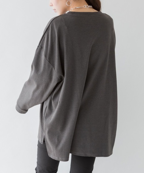 aity（アイティ）の「M-5L ヘビーコットン クルーネックロンT 夏服（Tシャツ/カットソー・レディース・オフホワイト/杢グレー/チャコールグレー/グレイッシュベージュ/ブラック・4L～5L/LL～3L/M～Ｌ）」の16枚目の写真