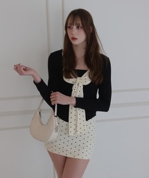 CeLess（セレス）の「Two-piece Ribbon Dot Mini Dress / ツーピースリボンドットミニワンピース（ワンピース）」