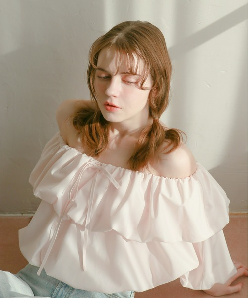 mic by Olu.（ミックバイオルドット）の「ホイップオフショルダートップス（シャツ/ブラウス・レディース・ブラック/ベビーピンク/ホワイト・FREE）」の17枚目の写真