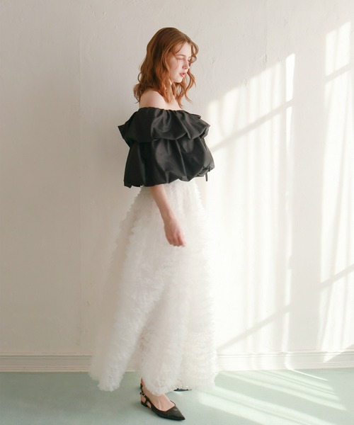 mic by Olu.（ミックバイオルドット）の「ホイップオフショルダートップス（シャツ/ブラウス・レディース・ブラック/ベビーピンク/ホワイト・FREE）」の22枚目の写真