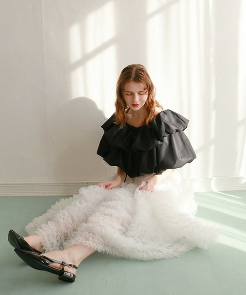 mic by Olu.（ミックバイオルドット）の「ホイップオフショルダートップス（シャツ/ブラウス・レディース・ブラック/ベビーピンク/ホワイト・FREE）」の20枚目の写真