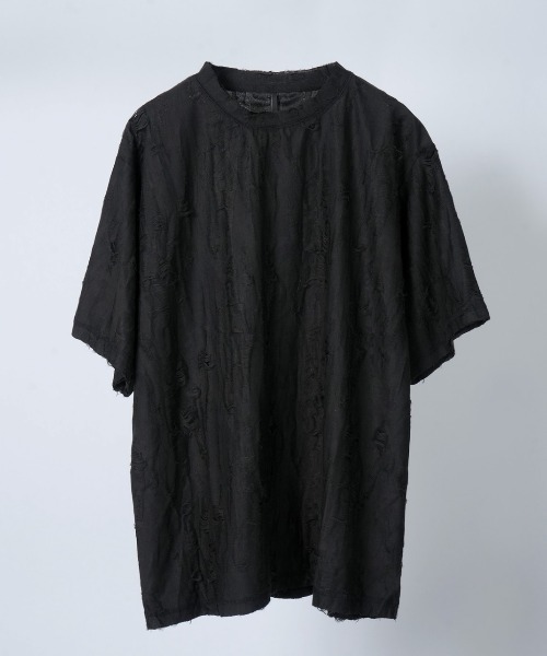 NOIZY(ノイジー)の「Double clth damage T-shirt(Tシャツ/カットソー・メンズ・ブラック/チャコールグレー・MEDIUM/LARGE)」の2枚目の写真