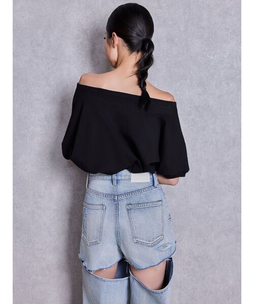 GYDA(ジェイダ)の「GGエンボスオフショルトップス(Tシャツ/カットソー・レディース・ミント/ブラック/オフホワイト・FREE)」の9枚目の写真
