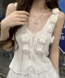 ニット」に該当するキャミソール（ホワイト/白色系）ファッション通販