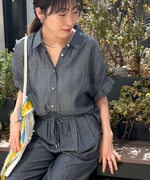 MICO COULIER | 《セットアップ対応》シアーデニム袖タックブラウス(シャツ/ブラウス)