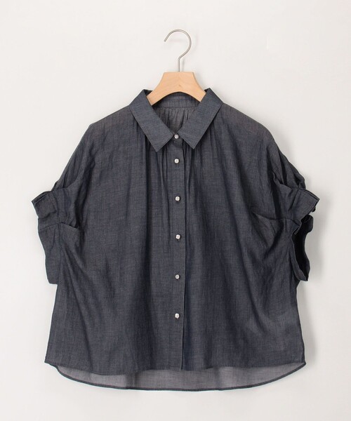 MICO COULIER(ミコクリエ)の「《セットアップ対応》シアーデニム袖タックブラウス(シャツ/ブラウス・レディース・ライトブルー/インディゴブルー・38)」の8枚目の写真