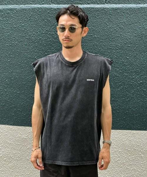 NEWTRAL(ニュートラル)の「【NEWTRAL】Washed Loose Fit Sleeveless T-shirt Embrace Versatility(Tシャツ/カットソー・メンズ・ブラック・MEDIUM/LARGE/X-LARGE)」の1枚目の写真