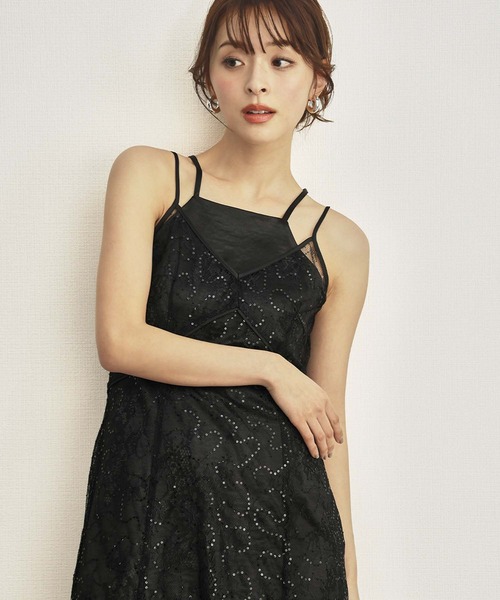 girl（ガール）の「スパンコールレースドレス レースキャミワンピース シアーパンツ インナー 3点セット 結婚式 パンツドレス パーティードレス オケージョンドレス お呼ばれ 二次会 成人式 同窓会 謝恩会（ドレス・レディース・ブラウン/ブラック/アイボリー・S/M/L）」の9枚目の写真