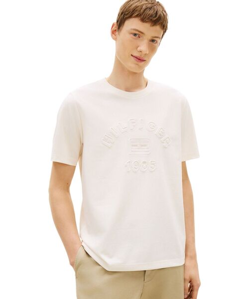 TOMMY HILFIGER(トミーヒルフィガー)の「ICON PIQUE INTERLOCK GRAPHIC TEE(Tシャツ/カットソー・メンズ・ホワイト/マルチ・MEDIUM/SMALL/LARGE/X-LARGE)」の1枚目の写真