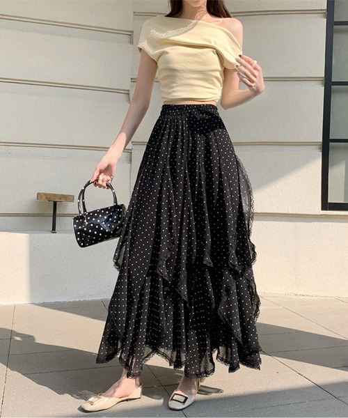 ドット柄シアースカート