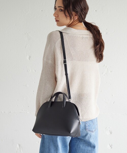 green label relaxing(グリーンレーベルリラクシング)の「【WEB限定】2WAY ラウンド ボストンバッグ / ショルダーバッグ(ショルダーバッグ・レディース・ブラック/ナチュラル/モカ・FREE)」の4枚目の写真