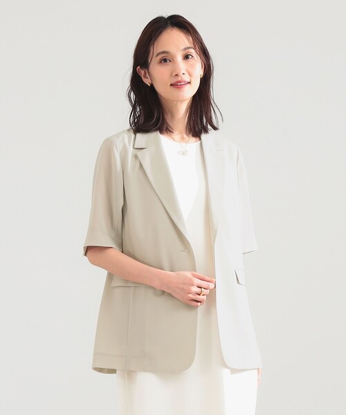 Demi-Luxe BEAMS(デミルクス ビームス)の「シアー ハーフスリーブ ジャケット(その他アウター・レディース・ベージュ/ブラック・36/38)」の13枚目の写真