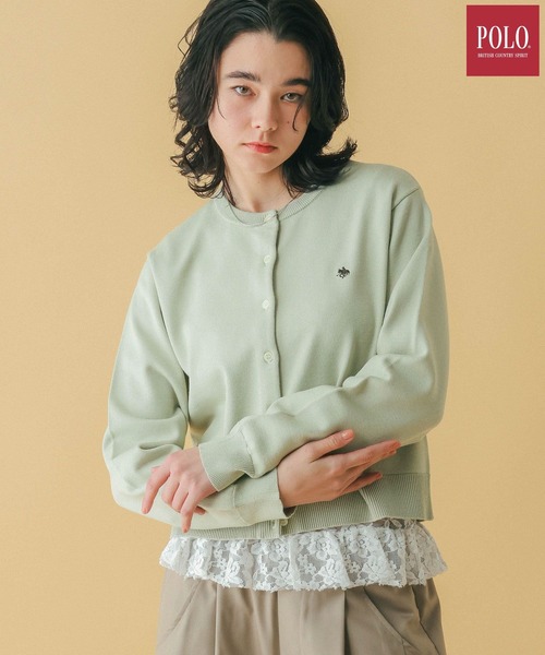 RAGEBLUE（レイジブルー）の「＜POLO BCS/ポロ・ビーシーエス＞別注/コンパクトニットカーディガン（Tシャツ/カットソー・レディース・ピンク/グリーン・FREE）」の2枚目の写真