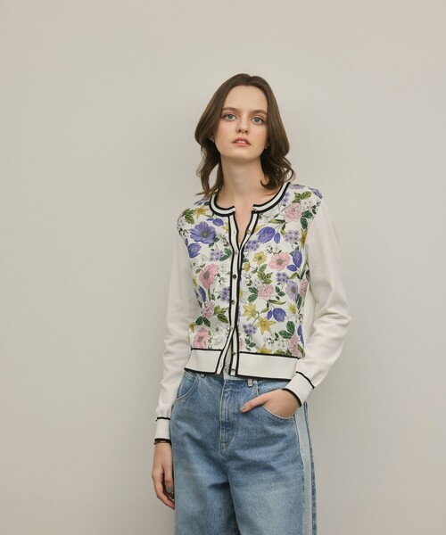 GRACE CONTINENTAL（グレースコンチネンタル）の「フラワープリントニットカーディガン（カーディガン/ボレロ・レディース・ホワイト/ブラック・36）」の14枚目の写真