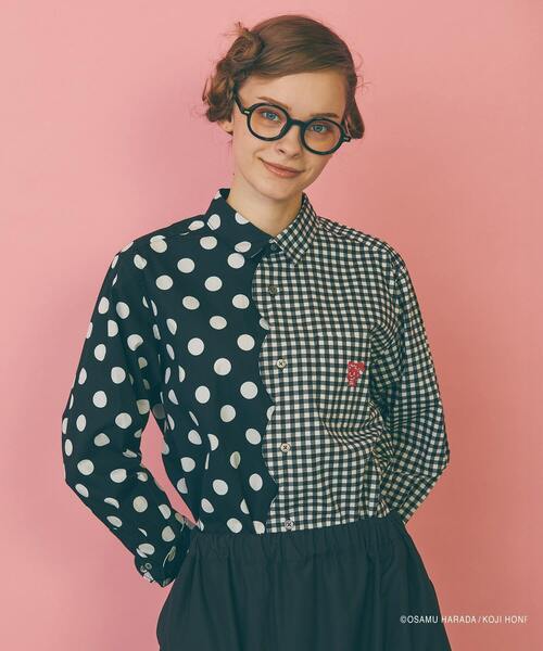 FRAPBOIS（フラボア）の「OSAMU GOODS スカラップシャツ（シャツ/ブラウス・レディース・ブラック/ホワイト・1）」の2枚目の写真