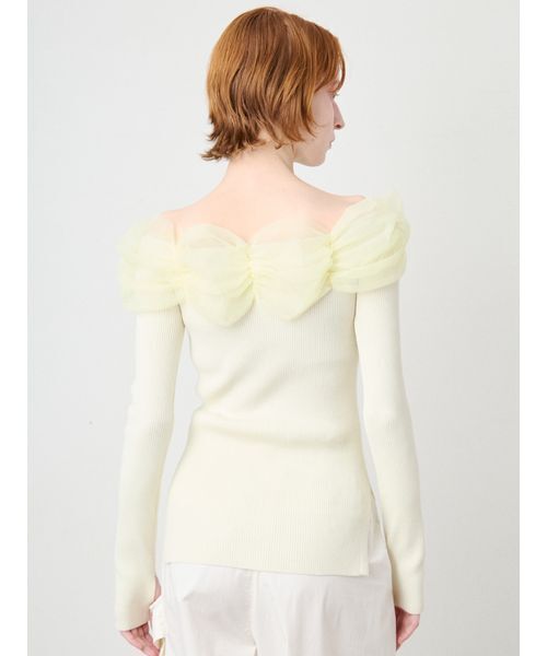SORIN(ソリン )の「Tulle Decorated Rib Top/チュール デコレート リブトップ(ニット/セーター・レディース・ライム/ダークグレー/ブラック・38)」の6枚目の写真