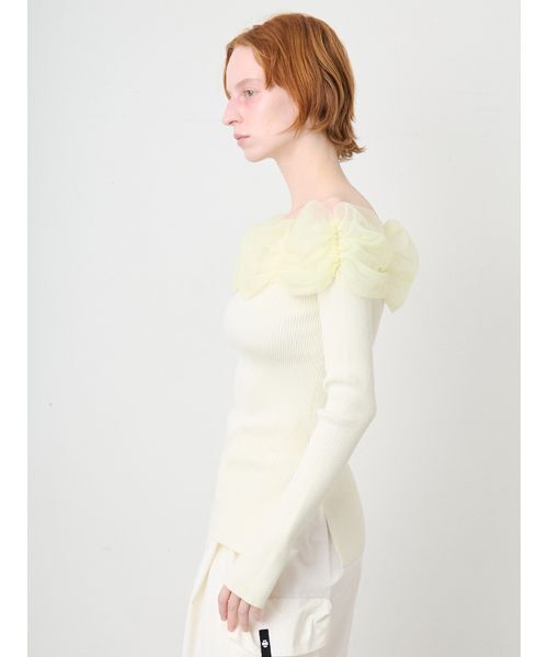 SORIN(ソリン )の「Tulle Decorated Rib Top/チュール デコレート リブトップ(ニット/セーター・レディース・ライム/ダークグレー/ブラック・38)」の8枚目の写真
