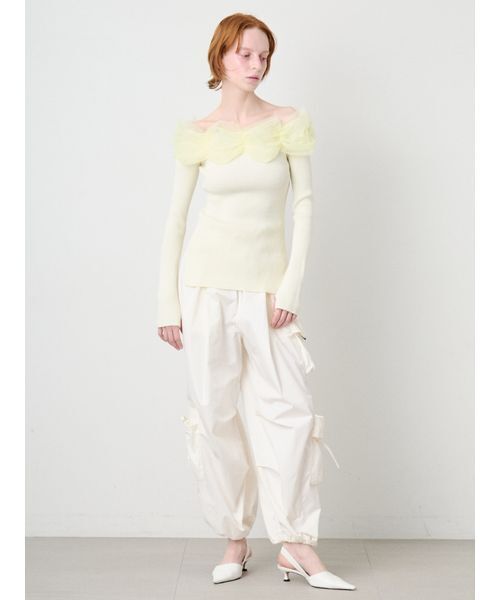SORIN(ソリン )の「Tulle Decorated Rib Top/チュール デコレート リブトップ(ニット/セーター・レディース・ライム/ダークグレー/ブラック・38)」の9枚目の写真