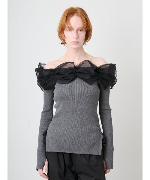 SORIN(ソリン )の「Tulle Decorated Rib Top/チュール デコレート リブトップ(ニット/セーター・レディース・ライム/ダークグレー/ブラック・38)」の16枚目の写真