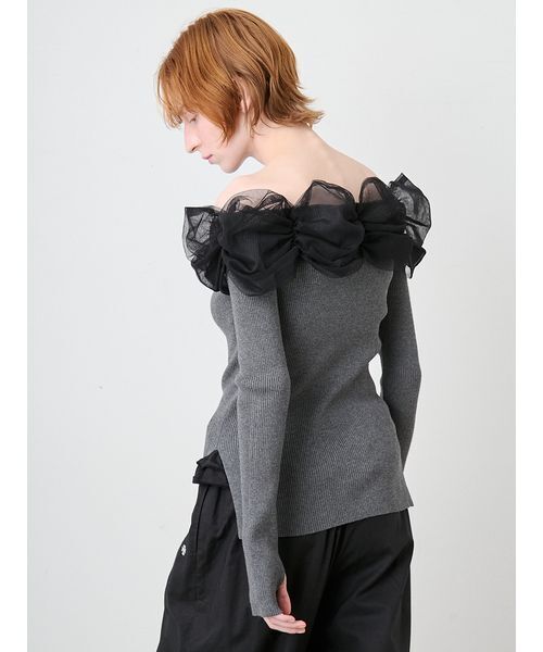 SORIN(ソリン )の「Tulle Decorated Rib Top/チュール デコレート リブトップ(ニット/セーター・レディース・ライム/ダークグレー/ブラック・38)」の18枚目の写真