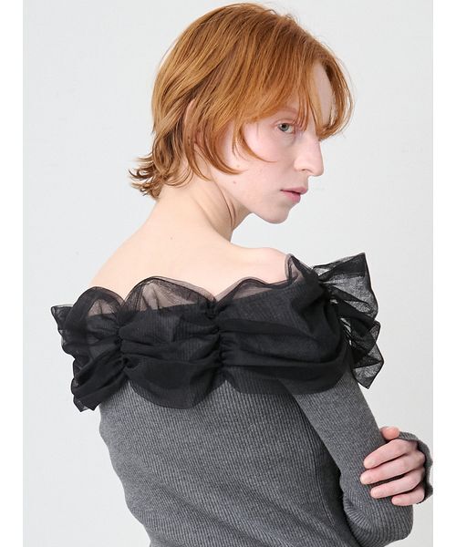 SORIN(ソリン )の「Tulle Decorated Rib Top/チュール デコレート リブトップ(ニット/セーター・レディース・ライム/ダークグレー/ブラック・38)」の20枚目の写真