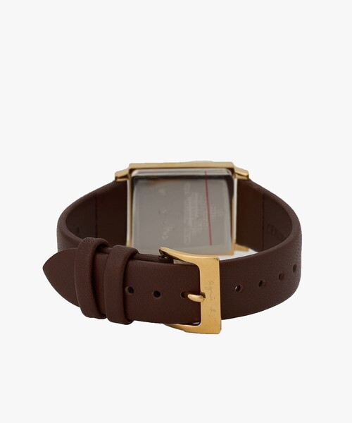 agnes b.（アニエスベー）の「ブラウン レザー スクエア ウォッチ "Marcello"（アナログ腕時計・レディース・ダークブラウン・FREE）」の2枚目の写真