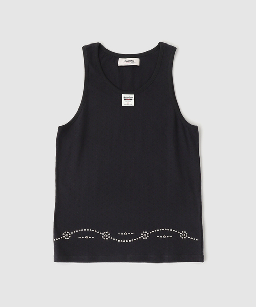 DAIRIKU / ダイリク 'Waist Studs' Fancy Dobby Tag Tank Top（タンク