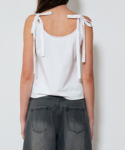 LE CIEL BLEU（ルシェルブルー）の「ボウジャージーキャミトップ / Bow Jersey Cami Top（Tシャツ/カットソー・レディース・ブラック/オフホワイト・38/36）」の9枚目の写真