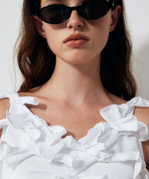 LE CIEL BLEU（ルシェルブルー）の「ボウジャージーキャミトップ / Bow Jersey Cami Top（Tシャツ/カットソー・レディース・ブラック/オフホワイト・38/36）」の3枚目の写真