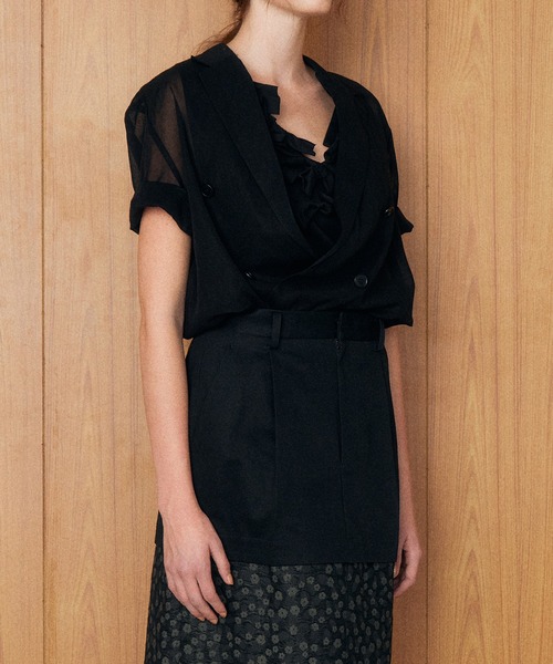 LE CIEL BLEU（ルシェルブルー）の「ボウジャージーキャミトップ / Bow Jersey Cami Top（Tシャツ/カットソー・レディース・ブラック/オフホワイト・38/36）」の16枚目の写真