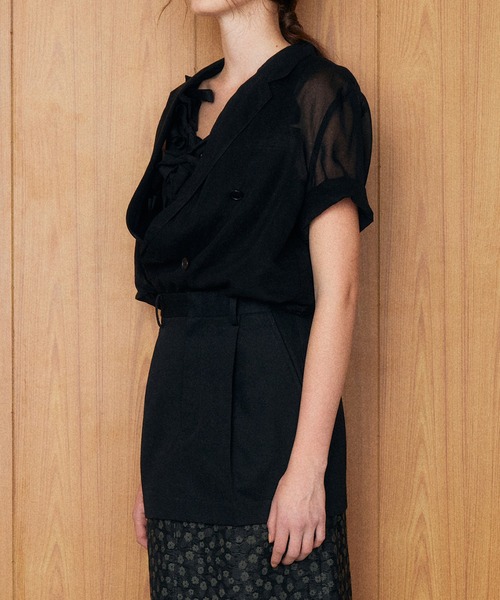 LE CIEL BLEU（ルシェルブルー）の「ボウジャージーキャミトップ / Bow Jersey Cami Top（Tシャツ/カットソー・レディース・ブラック/オフホワイト・38/36）」の15枚目の写真