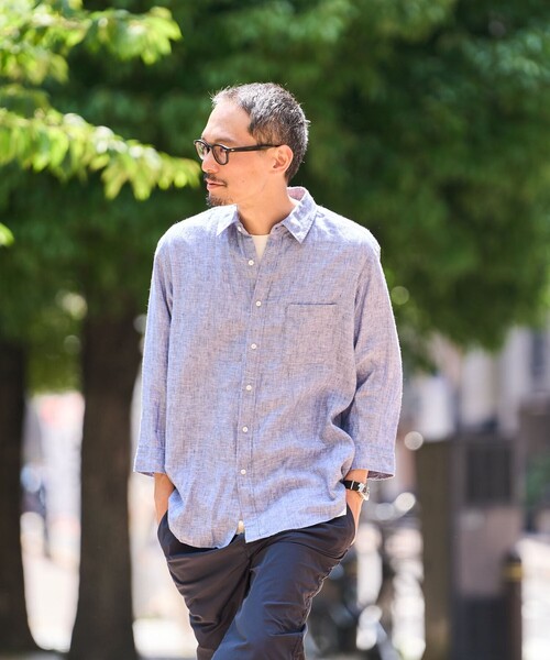 SHIPS(シップス)の「SHIPS: RAYMOND レギュラーカラー 7スリーブ シャツ(シャツ/ブラウス・メンズ・ロイヤルブルー/ベージュ・X-LARGE/LARGE/MEDIUM/SMALL)」の2枚目の写真