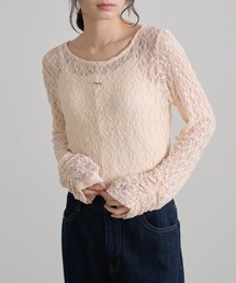 apres jour clair（アプレジュールクレア）の「【apres jour clair】プレート付きレーストップス（Tシャツ/カットソー）」