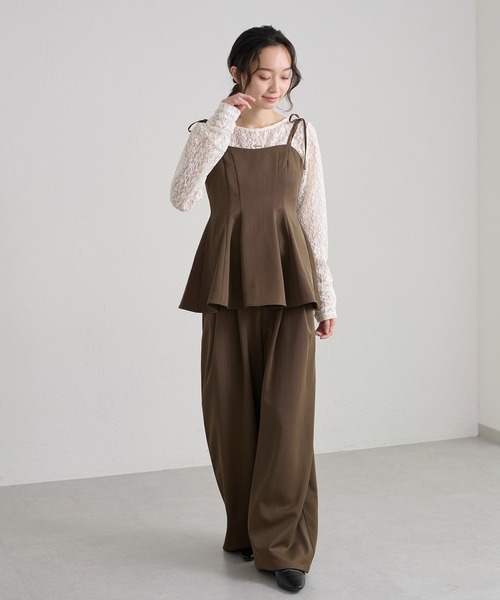 apres jour clair（アプレジュールクレア）の「【apres jour clair】プレート付きレーストップス（Tシャツ/カットソー・レディース・ブラック/ブラウン系その他/アイボリー/ミント/ピンクベージュ・フリー/X-LARGE）」の13枚目の写真