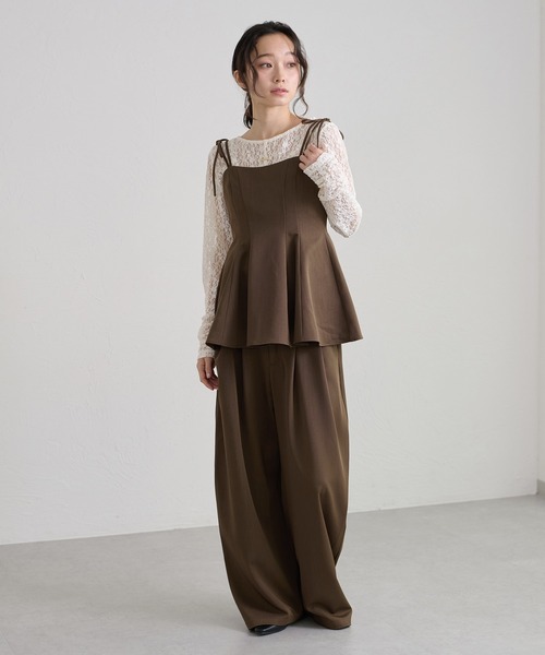 apres jour clair（アプレジュールクレア）の「【apres jour clair】プレート付きレーストップス（Tシャツ/カットソー・レディース・ブラック/ブラウン系その他/アイボリー/ミント/ピンクベージュ・フリー/X-LARGE）」の14枚目の写真