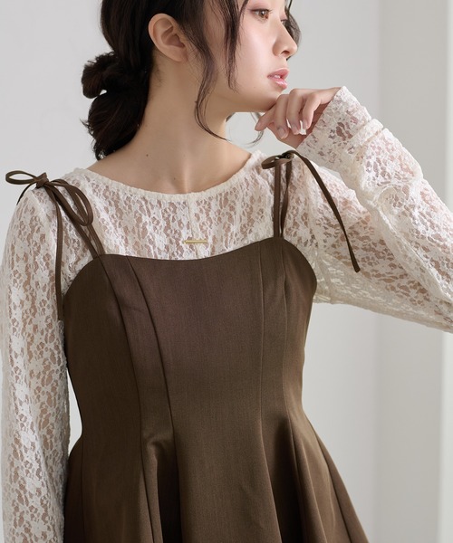 apres jour clair（アプレジュールクレア）の「【apres jour clair】プレート付きレーストップス（Tシャツ/カットソー・レディース・ブラック/ブラウン系その他/アイボリー/ミント/ピンクベージュ・フリー/X-LARGE）」の21枚目の写真